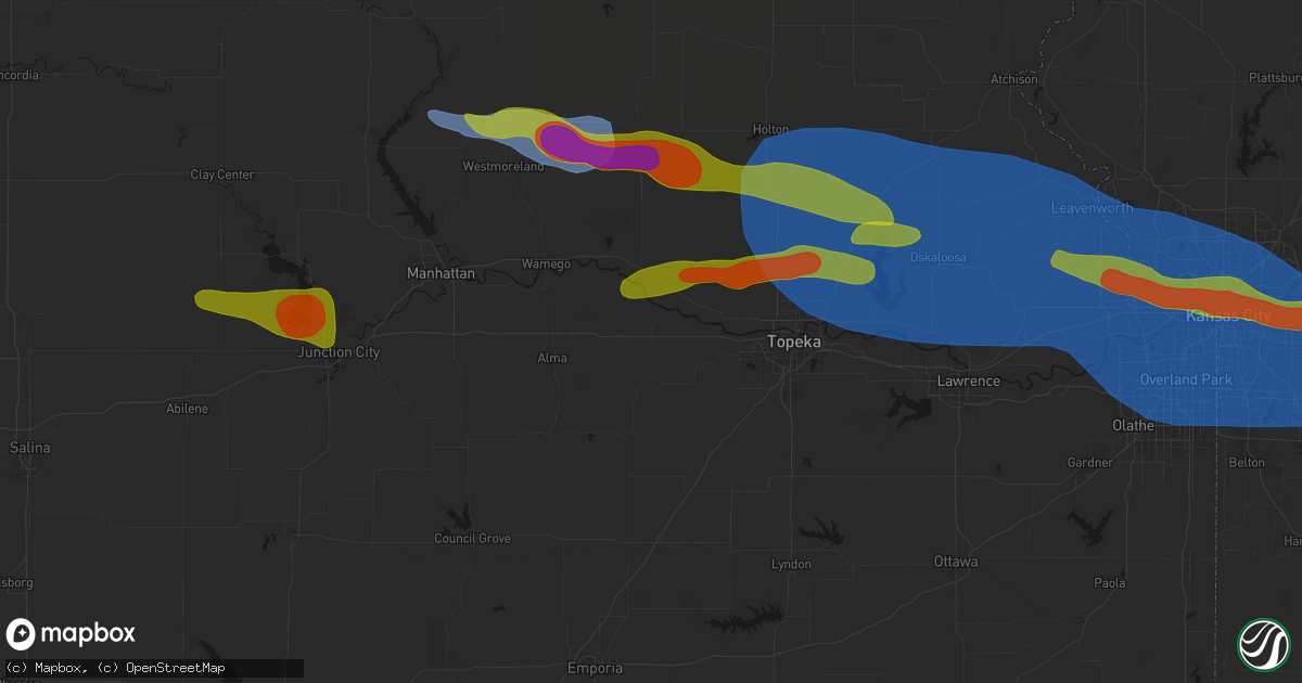 Hail map in Maple Hill, KS on August 18, 2026
