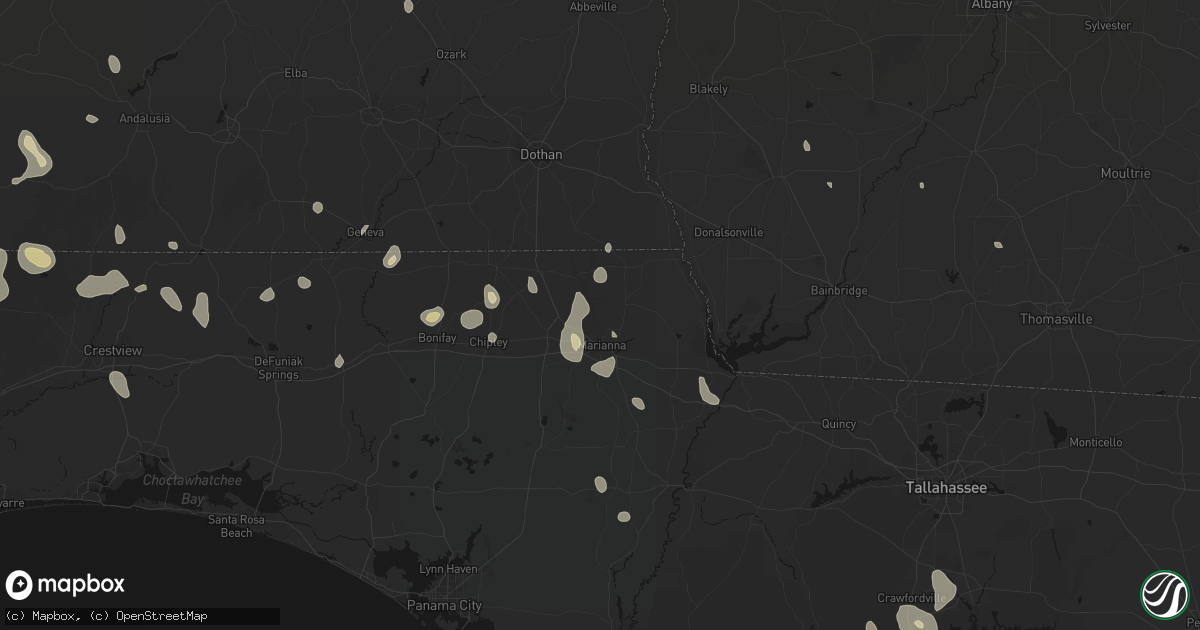 Hail map in Marianna, FL on August 18, 2026
