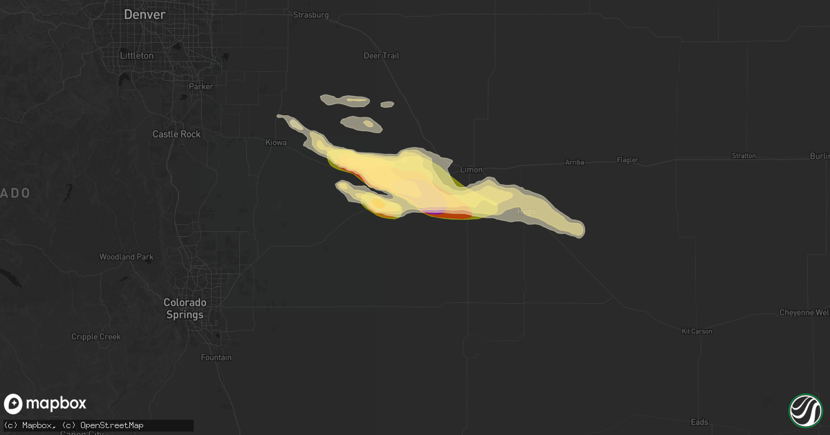 Hail map in Matheson, CO on August 18, 2026