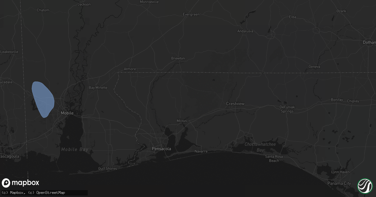 Hail map in Milton, FL on August 18, 2026