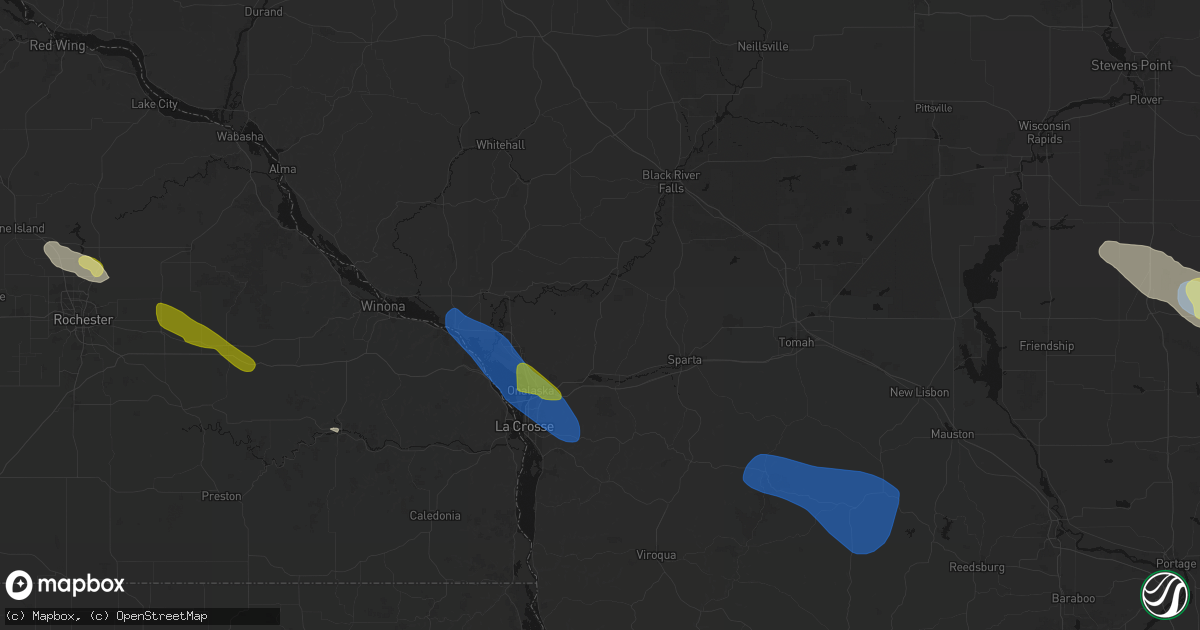 Hail map in Mindoro, WI on August 18, 2026