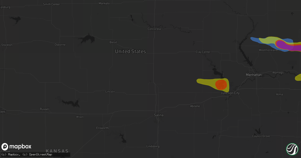 Hail map in Minneapolis, KS on August 18, 2026