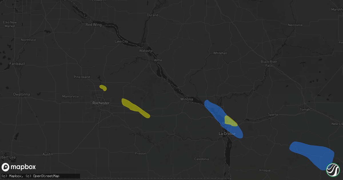 Hail map in Minnesota City, MN on August 18, 2026