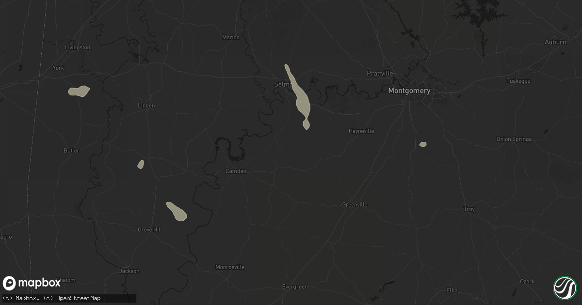 Hail map in Minter, AL on August 18, 2026