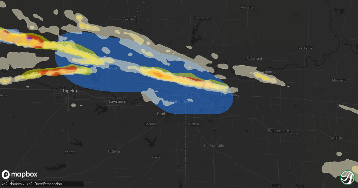 Hail map in Mission, KS on August 18, 2026