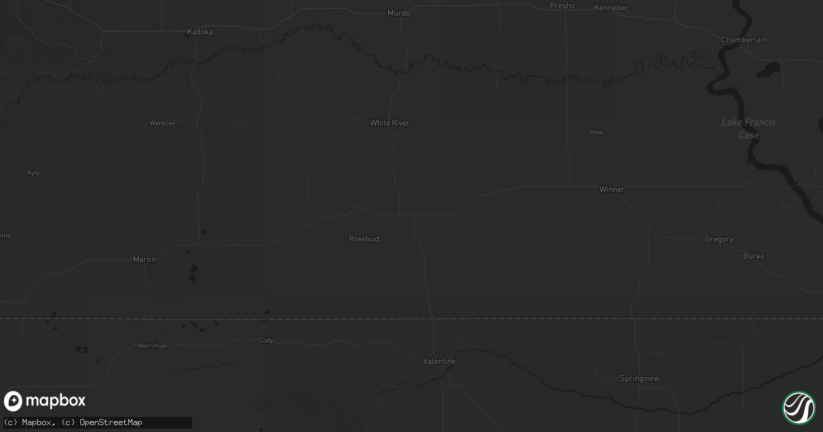 Hail map in Mission, SD on August 18, 2026