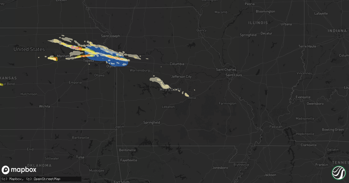 Hail map in Missouri on August 18, 2026