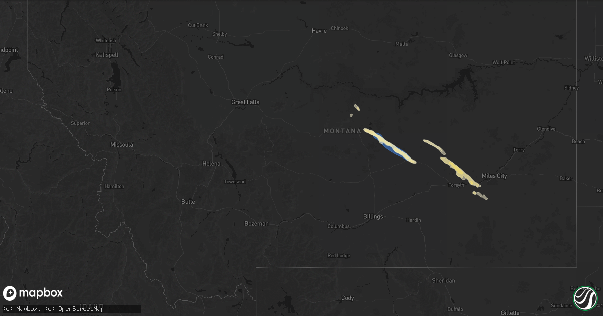 Hail map in Montana on August 18, 2026