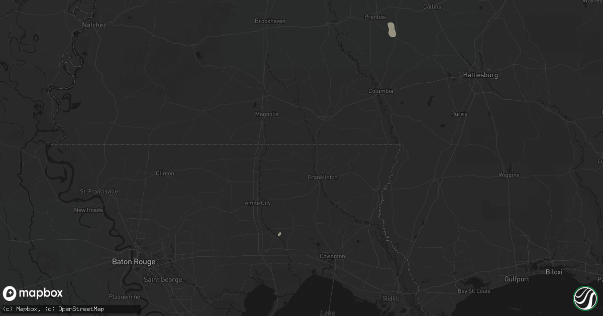 Hail map in Mount Hermon, LA on August 18, 2026