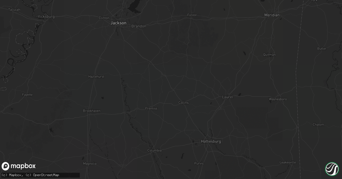 Hail map in Mount Olive, MS on August 18, 2026