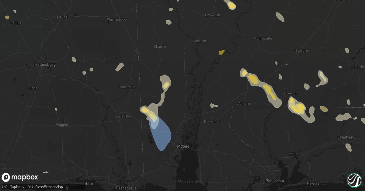 Hail map in Mount Vernon, AL on August 18, 2026