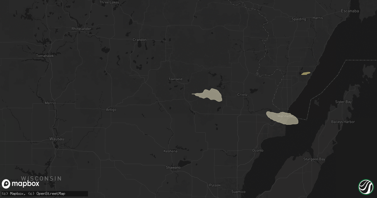 Hail map in Mountain, WI on August 18, 2026
