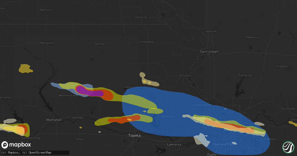 Hail map in Muscotah, KS on August 18, 2026