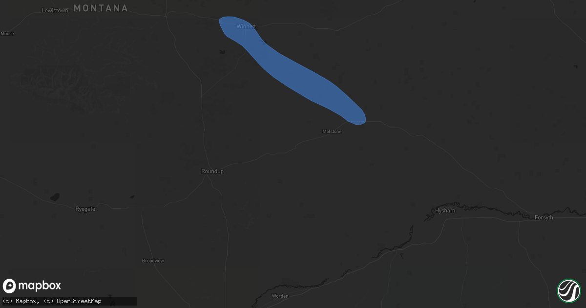 Hail map in Musselshell, MT on August 18, 2026