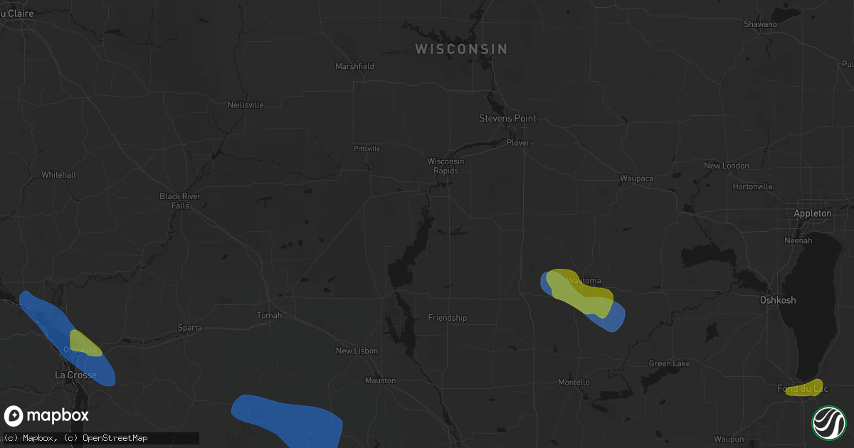 Hail map in Nekoosa, WI on August 18, 2026