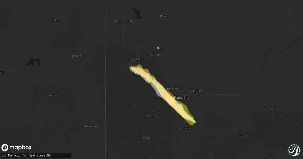 Hail map in Nemo, SD on August 18, 2026