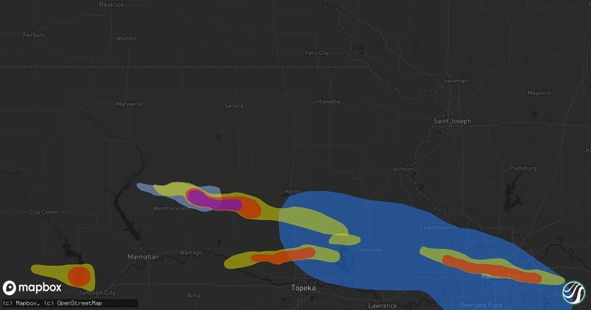 Hail map in Netawaka, KS on August 18, 2026