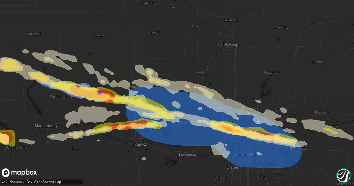 Hail map in Nortonville, KS on August 18, 2026