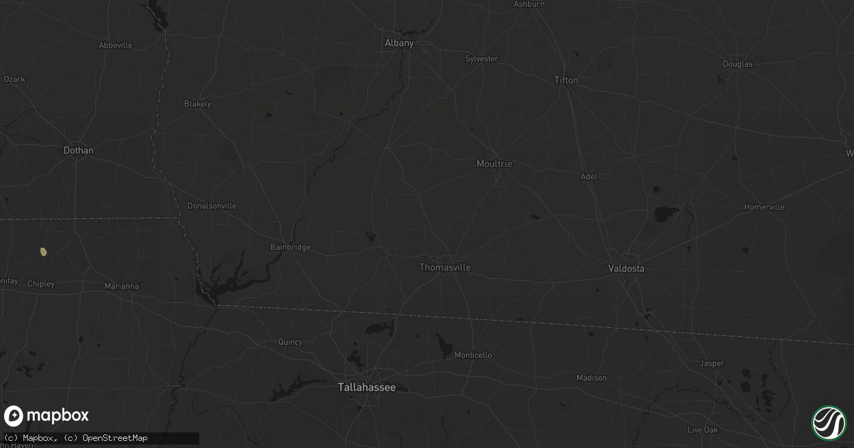 Hail map in Ochlocknee, GA on August 18, 2026