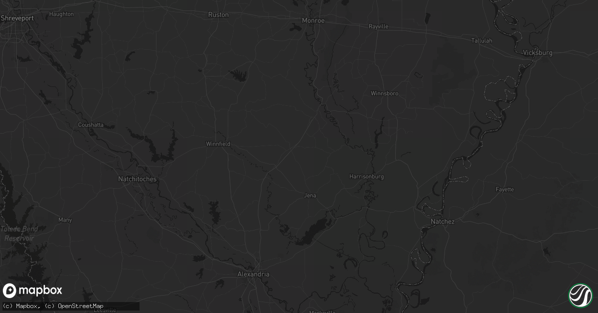 Hail map in Olla, LA on August 18, 2026
