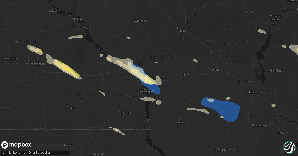 Hail map in Onalaska, WI on August 18, 2026
