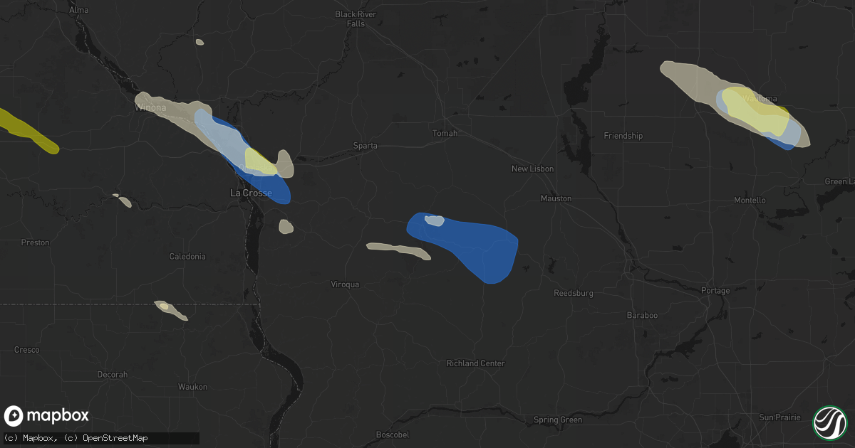 Hail map in Ontario, WI on August 18, 2026