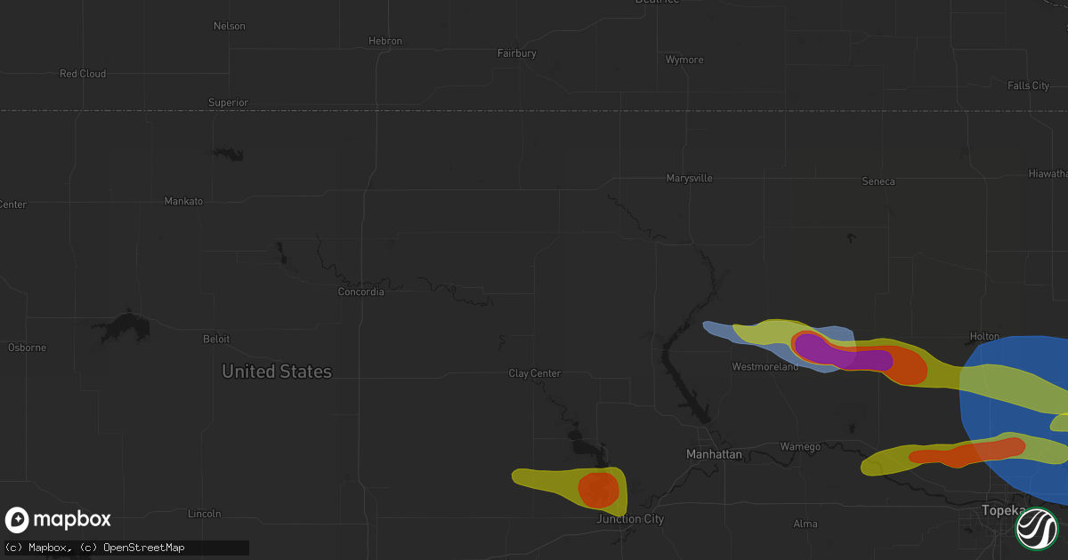 Hail map in Palmer, KS on August 18, 2026