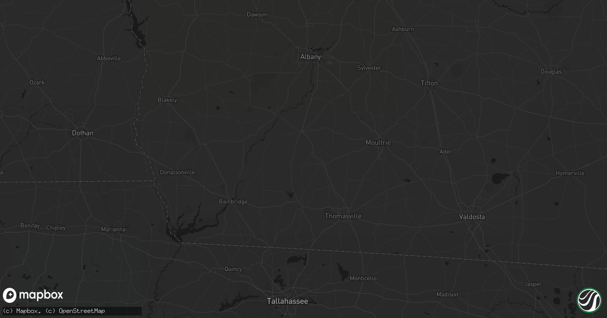 Hail map in Pelham, GA on August 18, 2026