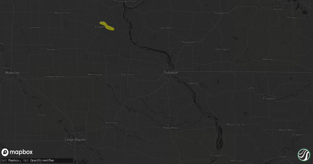 Hail map in Peosta, IA on August 18, 2026