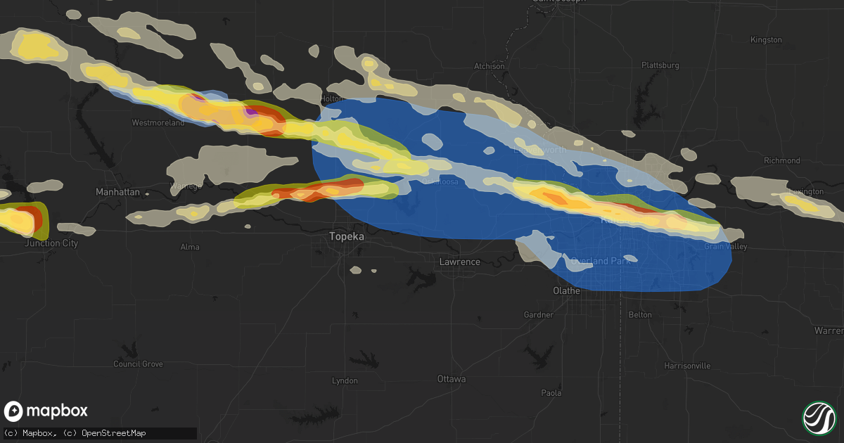 Hail map in Perry, KS on August 18, 2026