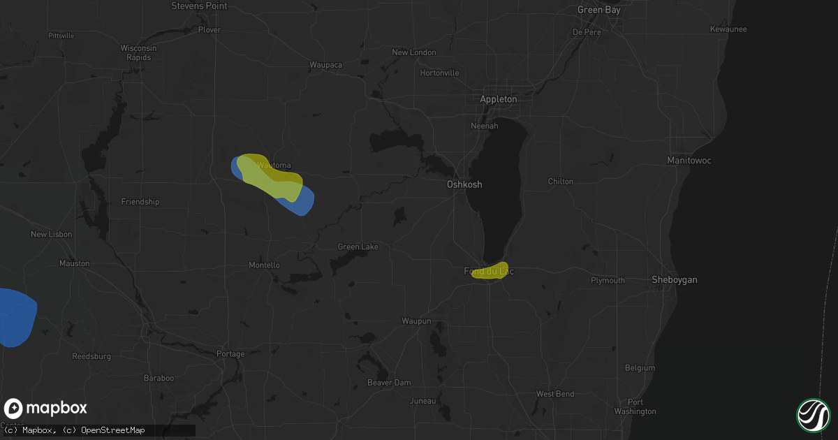 Hail map in Pickett, WI on August 18, 2026