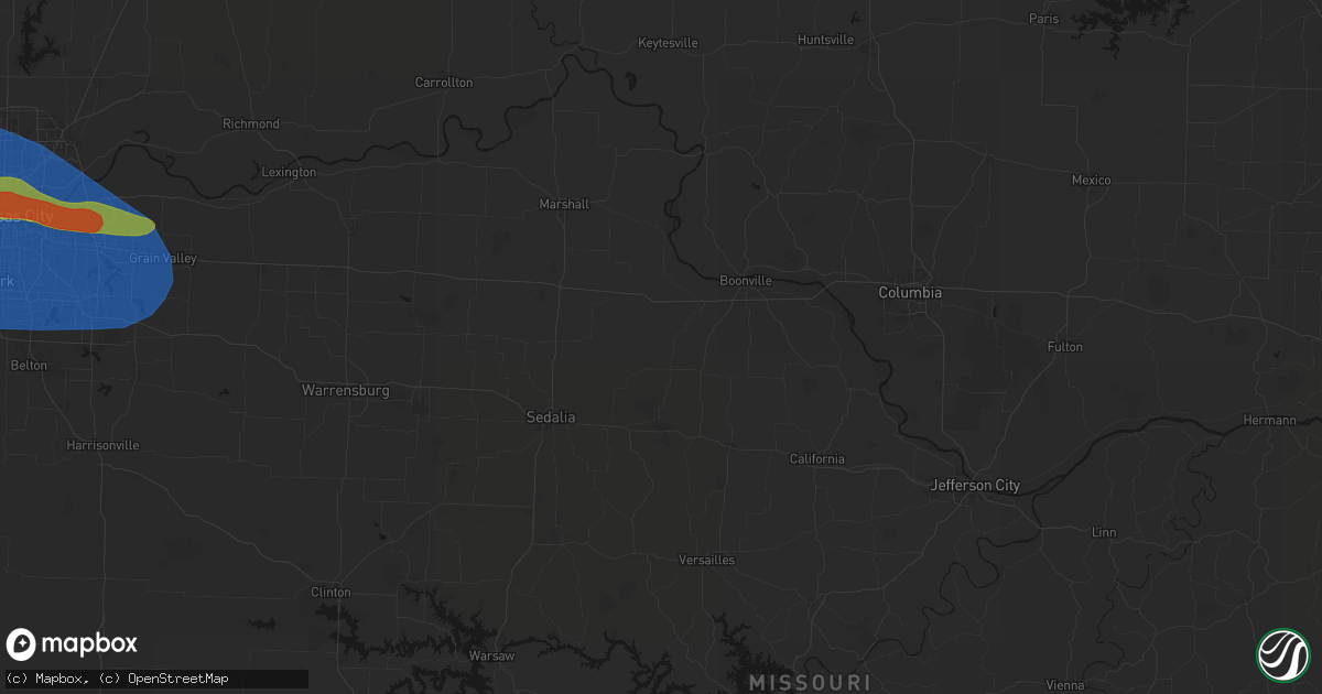 Hail map in Pilot Grove, MO on August 18, 2026