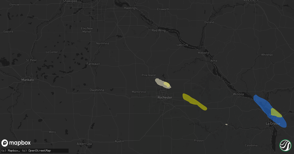 Hail map in Pine Island, MN on August 18, 2026