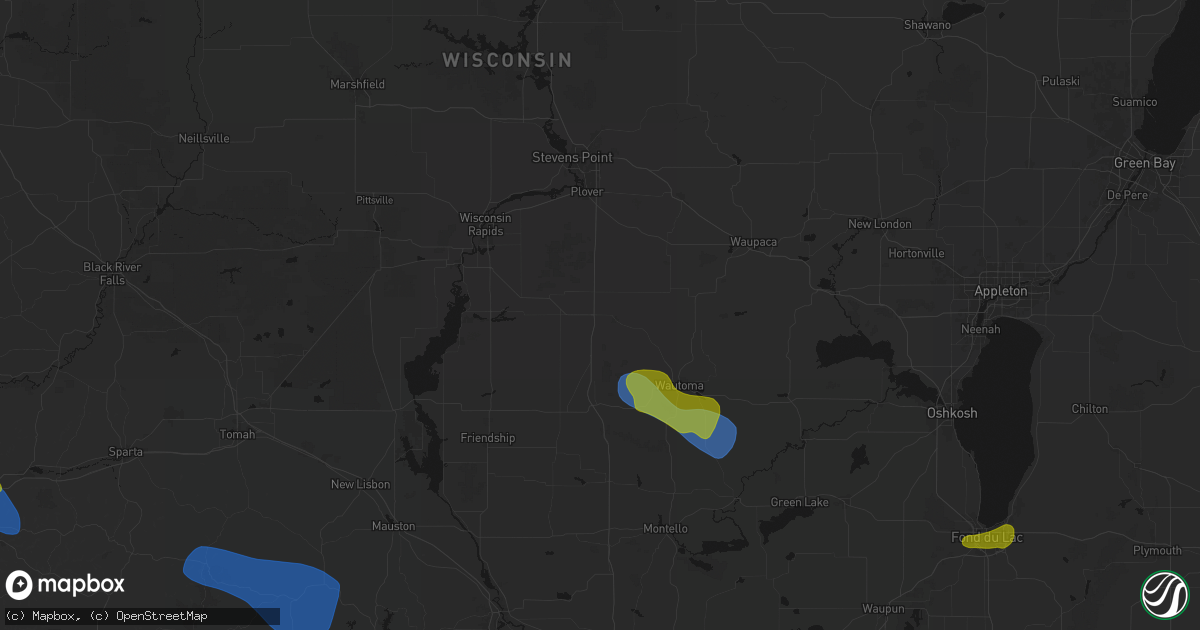 Hail map in Plainfield, WI on August 18, 2026
