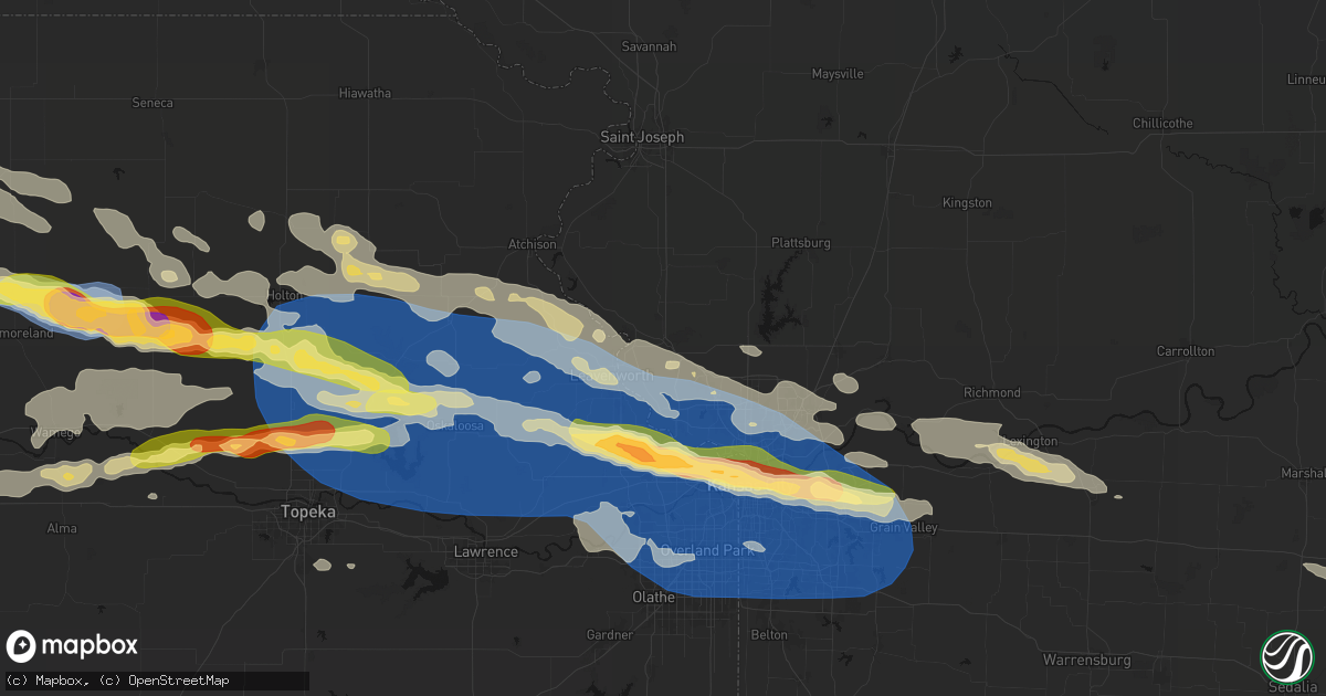 Hail map in Platte City, MO on August 18, 2026