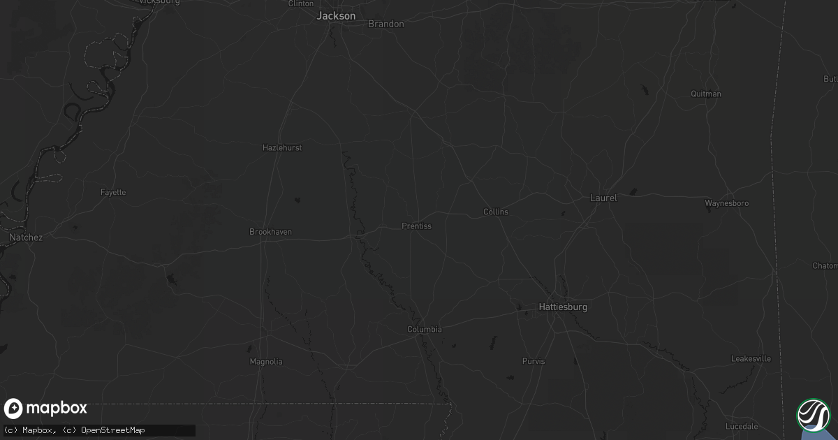 Hail map in Prentiss, MS on August 18, 2026