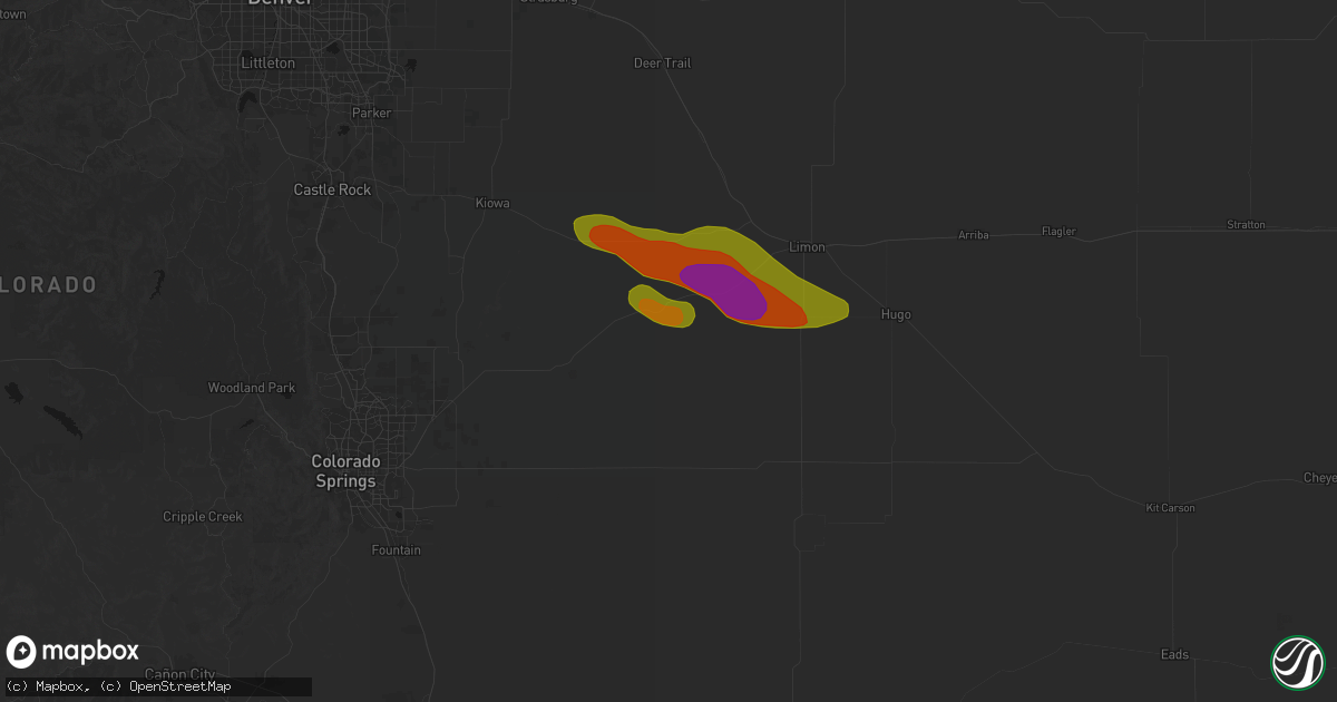 Hail map in Ramah, CO on August 18, 2026