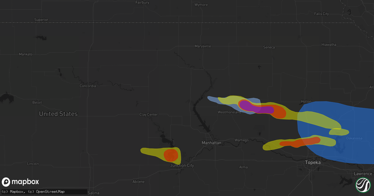 Hail map in Randolph, KS on August 18, 2026