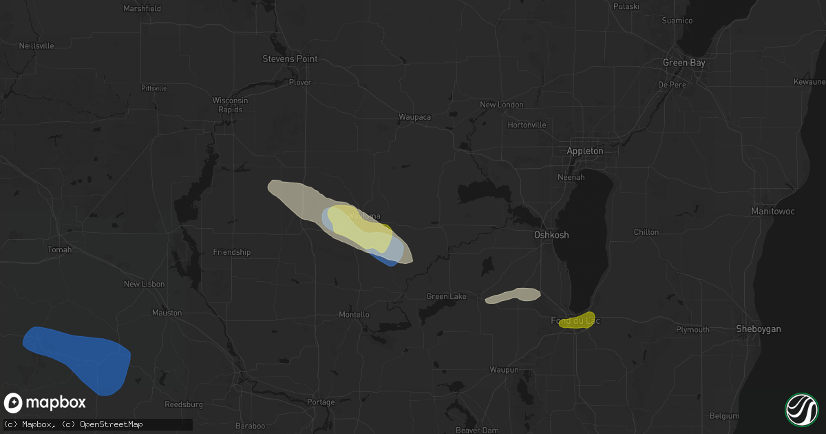 Hail map in Redgranite, WI on August 18, 2026