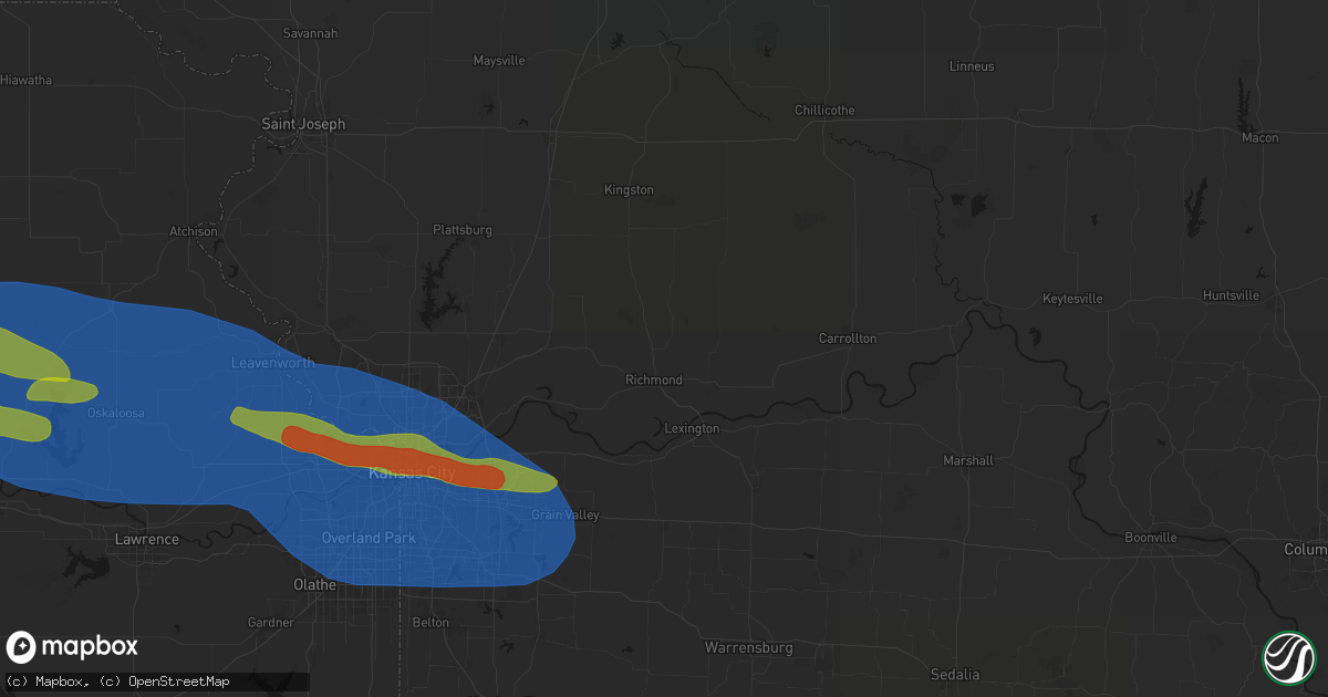Hail map in Richmond, MO on August 18, 2026