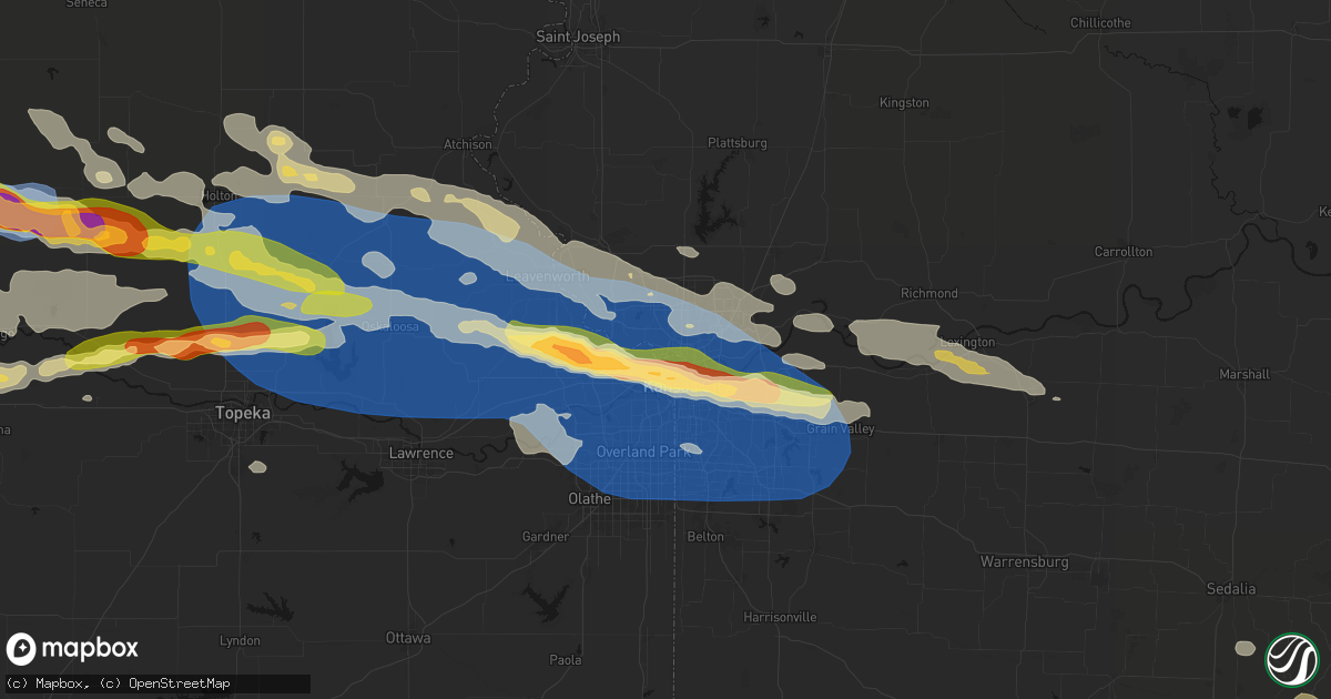 Hail map in Riverside, MO on August 18, 2026