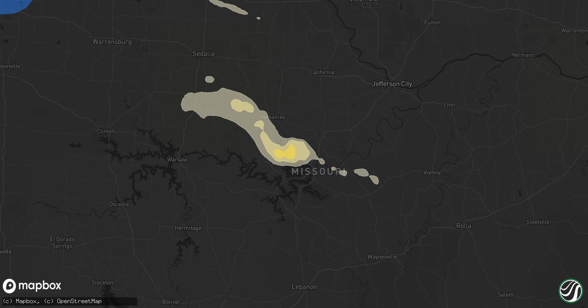 Hail map in Rocky Mount, MO on August 18, 2026