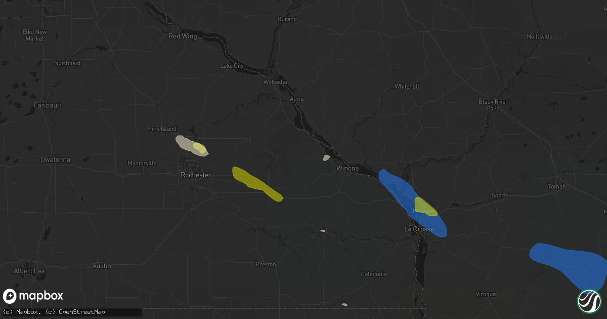 Hail map in Rollingstone, MN on August 18, 2026