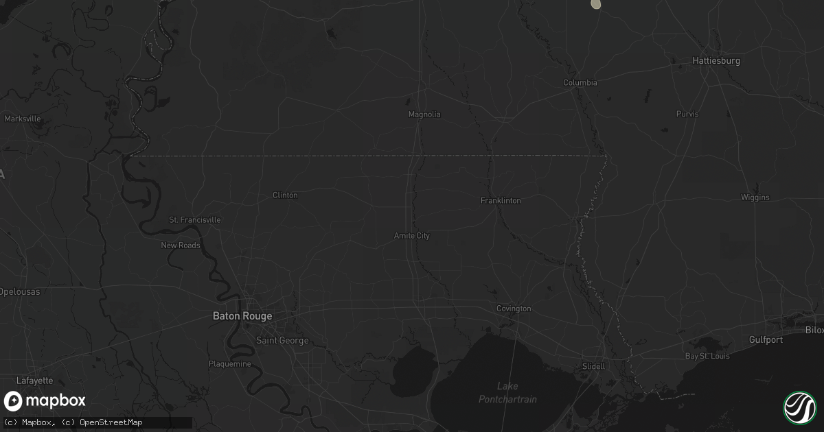 Hail map in Roseland, LA on August 18, 2026
