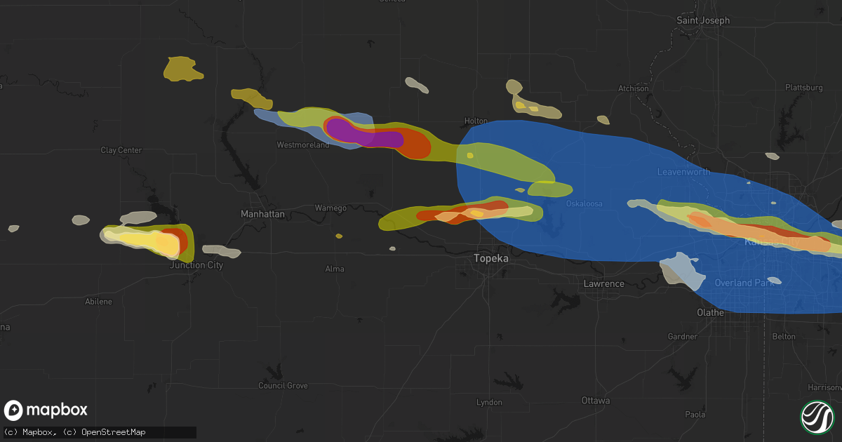 Hail map in Rossville, KS on August 18, 2026
