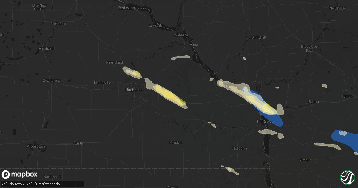 Hail map in Saint Charles, MN on August 18, 2026
