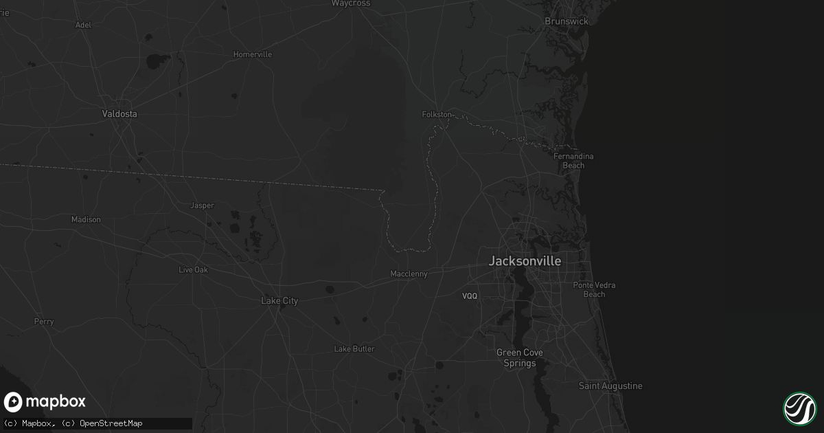Hail map in Saint George, GA on August 18, 2026