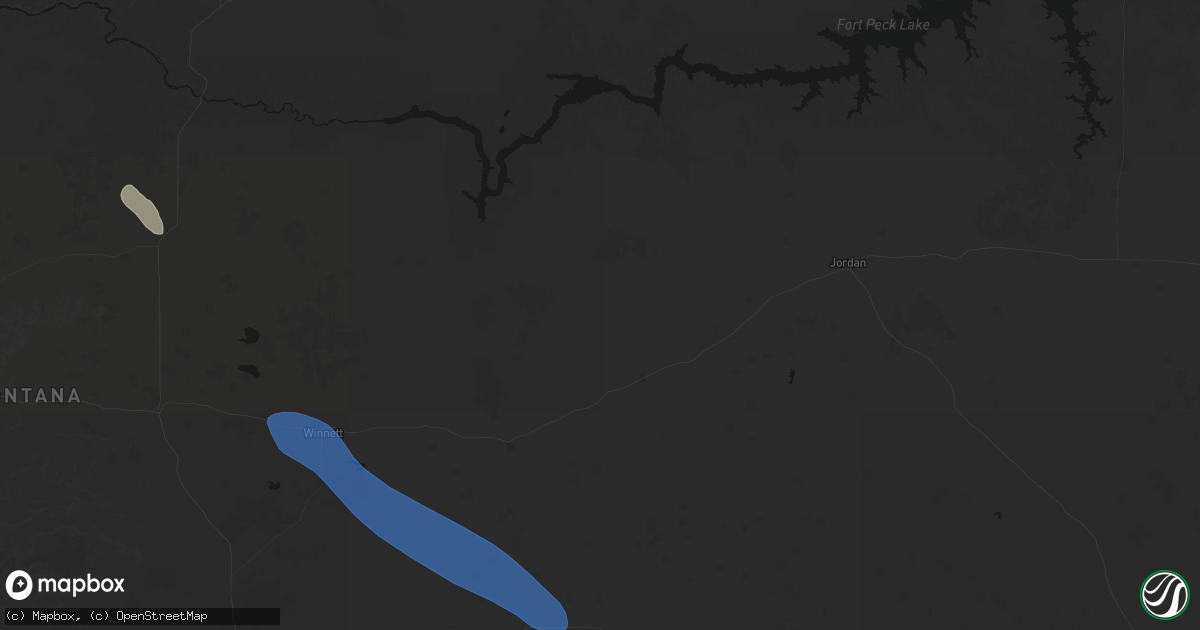 Hail map in Sand Springs, MT on August 18, 2026