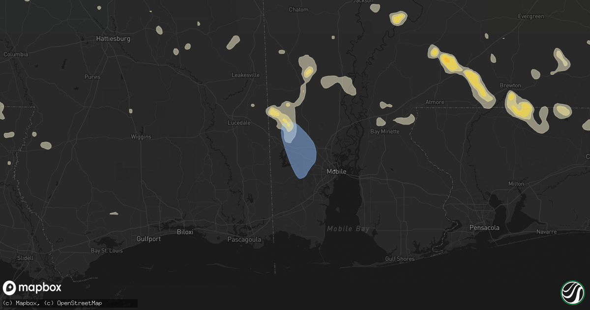 Hail map in Semmes, AL on August 18, 2026