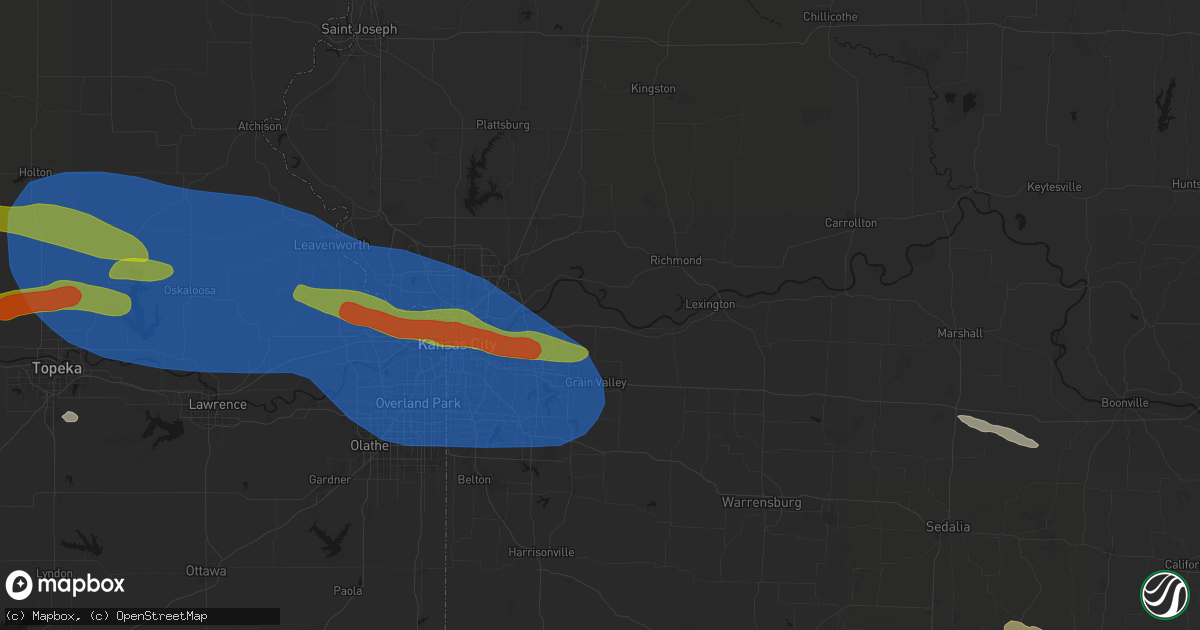 Hail map in Sibley, MO on August 18, 2026
